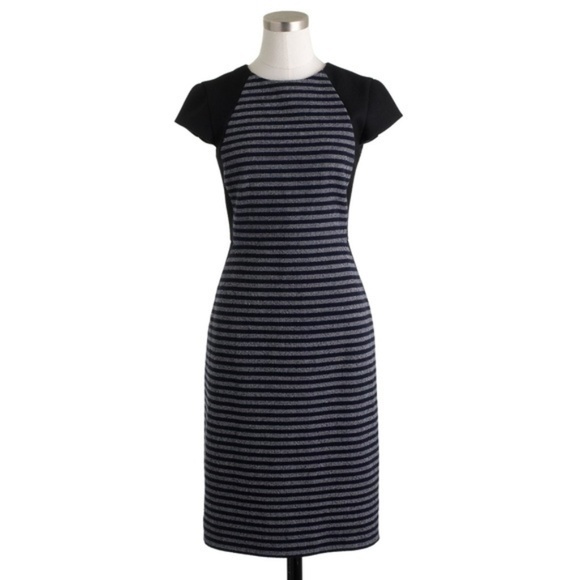 J Crew Double Stripe Tweed Colorblock Wool Dress Short Sleeve Womens Siz… - Picture 8 of 8